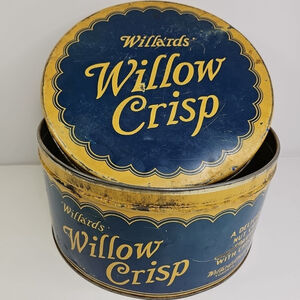 Willards Willa'ards Chocolate Ltd WILLOW CRISP Candy Confectioner's Tin 10lb VTG
